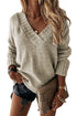 V Neck Drop Shoulder Knitted Sweater